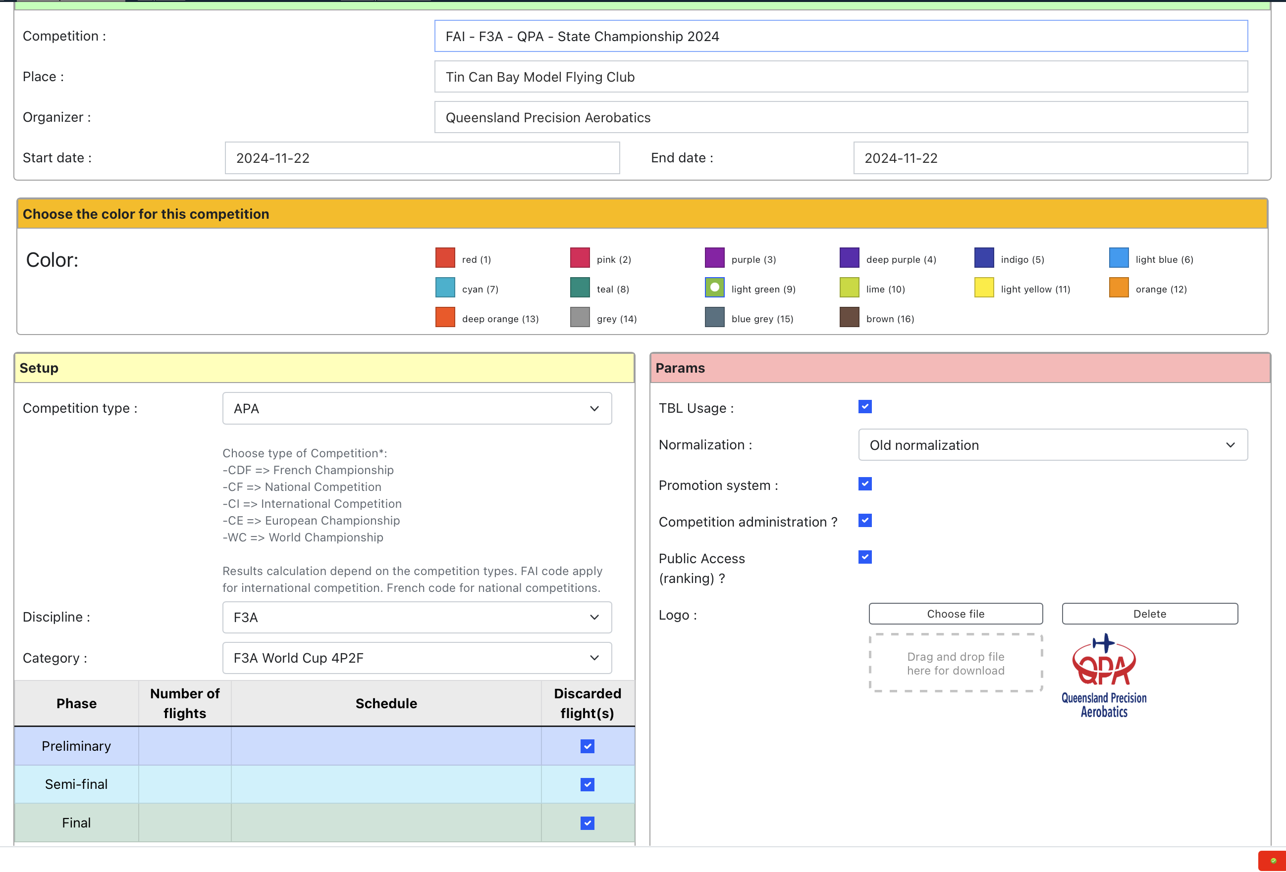 Setup page